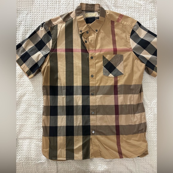 Burberry Men's Checkered Shirt - Tan and Black